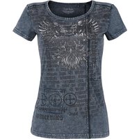 Rock Rebel by EMP - Rock T-Shirt - blaues T-Shirt mit Waschung und Print - S bis 5XL - für Damen - Größe 3XL - blau von Rock Rebel by EMP