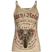 Rock Rebel by EMP - Rock Top - Beiges Top mit Waschung und Print - XS bis XXL - für Damen - Größe XS - beige von Rock Rebel by EMP