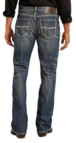 Rock & Roll Denim Herren Relaxed Fit Double Barrel Straight Leg Vintage Wash Western Jeans - Blau - 36W / 32L von Rock & Roll Denim