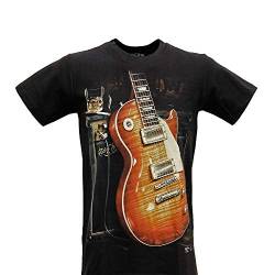 Rock Chang Unisex Damen Herren Shirt aus Baumwolle mit Lichteffektdruck in Dunkel (Guitar GR-664 M) von Rock