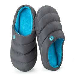 RockDove Herren Campground Memory Foam Down Slipper, 42/43 EU, Dunkelgrau und Blau von RockDove