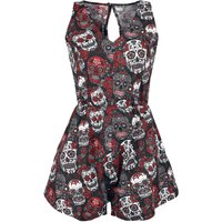 Rockabella Jumpsuit - Mortal Playsuit - S bis XXL - für Damen - Größe M - schwarz/rot von Rockabella