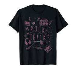 Rock Retro Doodle 80er Jahre Musik Rock & Roll Chicks Frauen T-Shirt von Rocking Retro Neuheit Geburtstag Squad Outfit