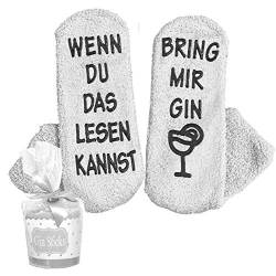 Flauschige Luxus Gin Socken mit Wenn du das Lesen kannst Spruch Lustige Kuschelsocken/originelles Geschenk für Damen zu Weihnachten, onesize (Gin Socken deutsch grau) von Rocking Socks