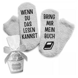 Rocking Socks Buch Socken Wenn du das Lesen kannst bring mir mein Buch, Kuschelsocken onesize Adventskalender Geschenke Frauen von Rocking Socks