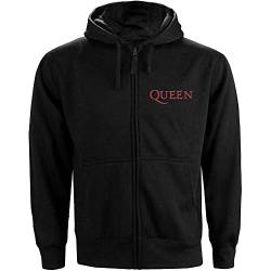 Rockoff Trade Herren Queen Classic Crest Zip (Back Print) Kapuzenpullover, Schwarz (Black Black), Medium von Rockoff Trade