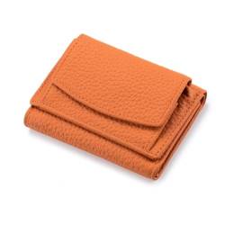 Rockreyoa Geldbörse Rindsleder Brieftasche Portemonnaie mit RFID Schutz Kleine Handtasche Kartenhalter Tasche Kreditkarten Organizer mit Reißverschluss Geldbeutel für Frauen Mädchen Orange von Rockreyoa