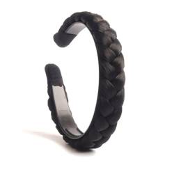 Rockreyoa Perücke Haarreifen Geflochtenes Stirnband mit Zähnen Zöpfe Haarband Damen Haarband-accessoires Braided Hairpiece Mode Kopfbedeckungen Haarschmuck für Frauen Haar Rutschfest Schwarz von Rockreyoa