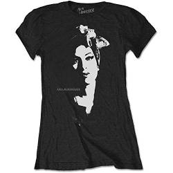 Amy Winehouse Damen Scarf Portrait T-Shirt, Schwarz, M von Rocks-off