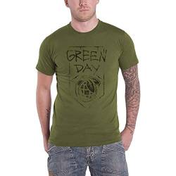 Green Day T Shirt Grenade Band Logo Nue offiziell Herren Organic Military Grün L von Rocks-off