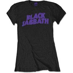 Ladies Black Sabbath Wavy Logo offiziell Frauen T-Shirt Damen (Medium) von Rocks-off