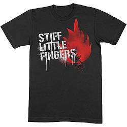 Stiff Little Fingers T Shirt Graffiti Band Logo Nue offiziell Herren Schwarz M von Rocks-off