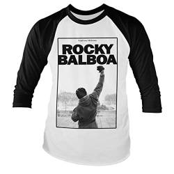 Rocky Offizielles Lizenzprodukt Balboa - It Ain't Over Baseball Lange Ärmel T-Shirt (Weiß/Schwarz), Medium von Rocky