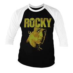 Rocky Offizielles Lizenzprodukt Sylvester Stallone Baseball 3/4 Ärmel T-Shirt (Schwarz-Weiß), Large von Rocky