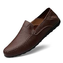 Rodawu Herren Loafer Leder Flach Mokassin Handgemachte Slip On Fahrschuhe Business Schuhe Klassisch Dunkelbraun 43 von Rodawu