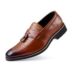 Rodawu Herren Mokassin Anzugschuhe Leder Slip on Business Herren Loafers Gelbbraun 44 von Rodawu