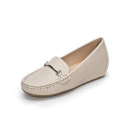 Rodawu Loafers Damen Mokassins Damen Gemütlich Slippers Freizeitschuhe Flache Fahren Schuhe Slippers Beige EU42 von Rodawu