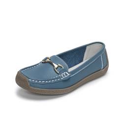 Rodawu Mokassins Damen Schuhe Klassisch Loafers Gemütlich Slip on Freizeitschuhe Flache Fahren Schuhe Slippers Blau EU37 von Rodawu