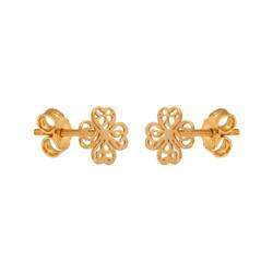 RODIUM – Ohrringe Gold, Goldene Ohrringe Damen 14 Karat (585 Feingehalt), Durchbrochene Ohrringe In Form Eines Kleeblattes, Gold Schmuck, Gold Ohrringe Gewicht 0.75g von Rodium