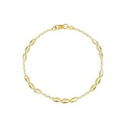 Rodium - Goldene Armband, 14 Karat Gold/ 585er Feingehalt, Modernes Design mit Muschelmuster, Ideales Geschenke für Damen - 19 cm lange Armkette von Rodium