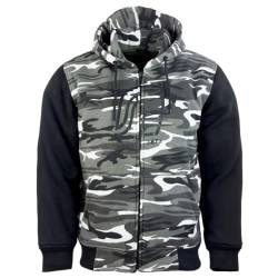 Motorrad Hoodie mit Aramid & Protektoren - Motorradjacke, Motorradhoodie für Herren & Damen, camouflage snow von Römer