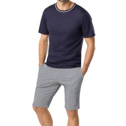 Rösch Herren Pyjama kurz mit Minimalprint Blau Bermuda 100% Baumwolle 1667313 50 12560 von Rösch