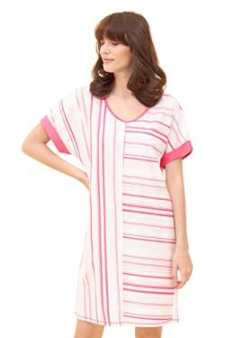 Rösch Nachthemd im rosa Streifendruck V-Ausschnitt Ziernähte 100% Baumwolle 1233066 40 11673 von Rösch