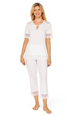 Rösch Pyjama mit eleganten Spitzendetails Weiß 100% Baumwolle 1233130 42 11710 von Rösch
