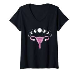 Damen Uterus Mond-Phase Frauenrechte T-Shirt mit V-Ausschnitt von Roevember Feminismus Designs Frauen-Recht