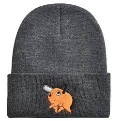 Roffatide Anime Chainsaw Man Beanie Hat Pochita Denji Skull Caps Winter Strickmütze für Jungen Mädchen Gestickte Beanie Mütze von Roffatide