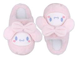 Roffatide Anime Cinnamoroll Bow Plush Open Back Floor Slippers Indoor Schuhe Fuzzy Hausschuhe mit Gummisohle für Frauen Mädchen Rosa 7.5-8 von Roffatide