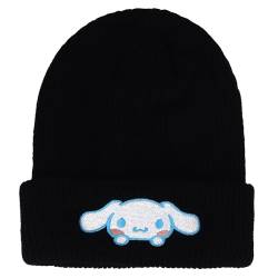 Roffatide Anime Cinnamoroll Cute Beanie Hat Kawaii Big Ear Dog Lolita JK Caps Winter Knit Hat for Boys Girls Embroidered Beanie Cap Black（White） von Roffatide