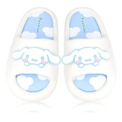 Roffatide Anime Cinnamoroll My Melody Kuromi Pantoffeln für Frauen Rutschfeste Badesandalen Kuh Druck Gummipantoffeln Hausschuhe Weiß 39/40 von Roffatide