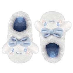 Roffatide Anime Cute Cinnamoroll Bow Plüsch Open Back Floor Slippers Indoor Schuhe Fuzzy Slippers mit Gummisohle für Frauen Mädchen Weiß 5.5-6 von Roffatide