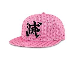 Roffatide Anime Demon Slayer Kamado Nezuko Baseball Kappe Verstellbarer Hut Snapback-Hut Bestickter Hut aus Baumwolle mit Flacher Krempe Rosa B von Roffatide