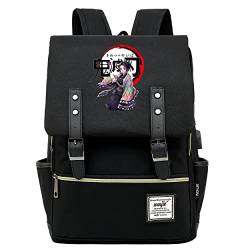 Roffatide Anime Demon Slayer Rucksack Kochou Shinobu Schultasche Rucksack 15.6 Zoll Den Laptop Schwarzer Businessrucksack Reisegepäck von Roffatide