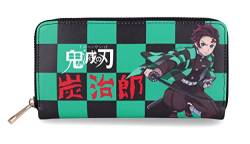 Roffatide Anime Demon Slayer Wallets Kamado Tanjirou Zipper Wallet Faux Leather Long Wallet for Women Men Ladies Purse von Roffatide