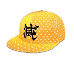 Roffatide Anime Demon Slayer Zenitsu Baseballmütze Verstellbarer Dad-Hut Flacher Hut Snapback-Hut Bestickter Baumwoll-Sonnenhut mit Flacher Krempe Gelb B von Roffatide