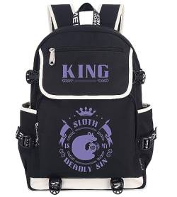 Roffatide Anime Die sieben Todsünden Laptop-Rucksack mit USB-Ladeanschluss Faultier Rucksack mit bedrucktem Rucksack für Männer Frauen Twilight Graphic Travel Yor Rucksack von Roffatide