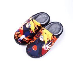 Roffatide Anime Fuzzy Deidara Hausschuhe Geschlossene Zehe offen zurück Hausschuhe mit Gummisohle Hausschuhe rutschfest Indoor Plüsch Schuhe für Frauen Männer Euro 42-43 von Roffatide