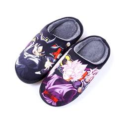 Roffatide Anime Fuzzy Hausschuhe Goku Black Geschlossene Zehe offen zurück Hausschuhe mit Gummisohle Hausschuhe rutschfest Indoor Plüsch Schuhe für Frauen Männer Euro 44-45 von Roffatide