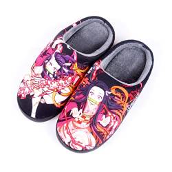 Roffatide Anime Fuzzy Hausschuhe Kamado NezukoGeschlossene Zehe offen zurück Hausschuhe mit Gummisohle Hausschuhe rutschfest Indoor Plüsch Schuhe für Frauen Männer Euro 42-43 von Roffatide