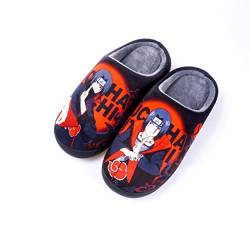 Roffatide Anime Fuzzy Itachi Hausschuhe Geschlossene Zehe offen zurück Hausschuhe mit Gummisohle Hausschuhe rutschfest Indoor Plüsch Schuhe für Frauen Männer Euro 44-45 von Roffatide