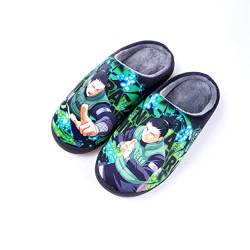 Roffatide Anime Fuzzy Shikamaru Hausschuhe Geschlossene Zehe offen zurück Hausschuhe mit Gummisohle Hausschuhe rutschfest Indoor Plüsch Schuhe für Frauen Männer Euro 38-39 von Roffatide