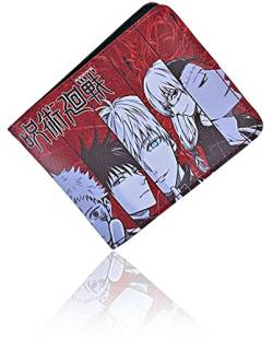 Roffatide Anime Jujutsu Kaisen Itadori Yuji Gojo Satoru Sukuna Geldbörsen Kunstleder Schlank Bi-Fold Geldbörse Mehrzweck Geldbörse von Roffatide