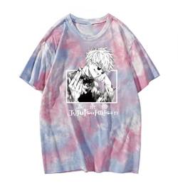 Roffatide Anime Jujutsu Kaisen Tie Dye T-Shirt für Männer Frauen Kurzarm Baumwolle Rundhals T-Shirt Bedrucktes T-Shirt L von Roffatide