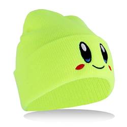Roffatide Anime Kirby Skull Caps für Damen Herren Bestickter Totenkopf-Hut Beanie Mütze Winter Strickmütze Grün von Roffatide