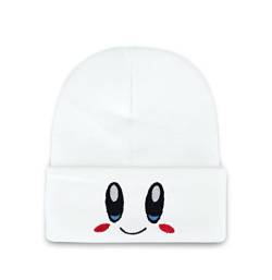 Roffatide Anime Kirby Skull Caps für Damen Herren Bestickter Totenkopf-Hut Beanie Mütze Winter Strickmütze Rot von Roffatide