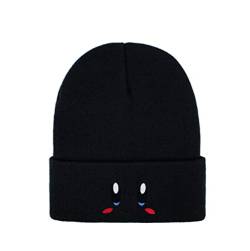 Roffatide Anime Kirby Skull Caps für Damen Herren Bestickter Totenkopf-Hut Beanie Mütze Winter Strickmütze Schwarz von Roffatide