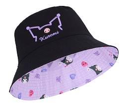 Roffatide Anime Kuromi Cinnamoroll Eimer Hut für Jungen Mädchen Melody Cotton Print Fischerhut faltbar Sonnenhut von Roffatide